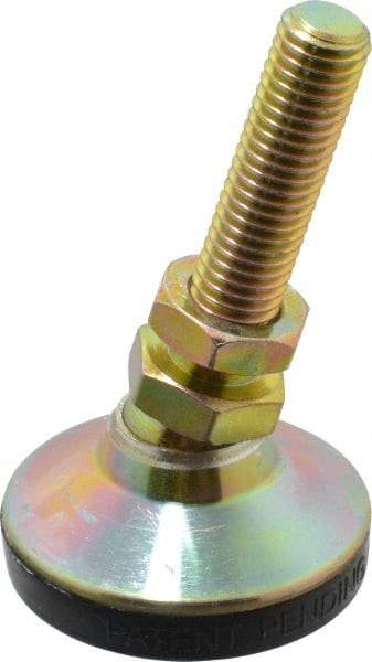 J.W. Winco - M12 x 1.75 Bolt Thread, Studded Pivotal Stud Mount Leveling Pad & Mount - 1,400 Kg Capacity, 48mm Base Diam - Benchmark Tooling