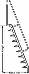 Carbon Steel Wall Mounted Ladder: 10' High, 1,000 lb Capacity 1000 Lbs. Load Capacity, 24 Inch Base Width