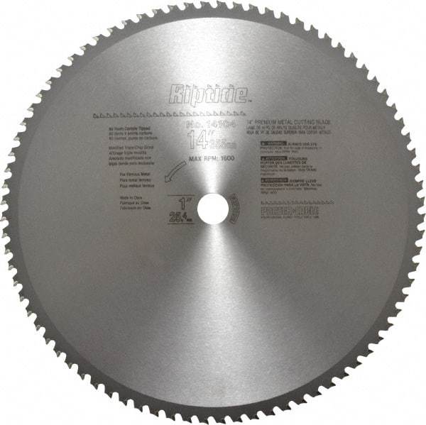 Porter-Cable - 14" Diam, 1" Arbor Hole Diam, 80 Tooth Wet & Dry Cut Saw Blade - Carbide-Tipped, Cutoff Action, Standard Round Arbor - Benchmark Tooling