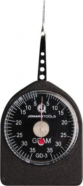 Jonard Tools - 0.08 Lb. Capacity, Mechanical Tension and Compression Force Gage - 1 gf Resolution, Aluminum Housing - Benchmark Tooling