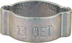 Oetiker - 10.8 to 13mm, Zinc-Plated 2-Ear Clamp - 1/2" Noml Size, 3.45mm Inner Width, 7mm Wide x 1mm Thick, Carbon Steel - Benchmark Tooling