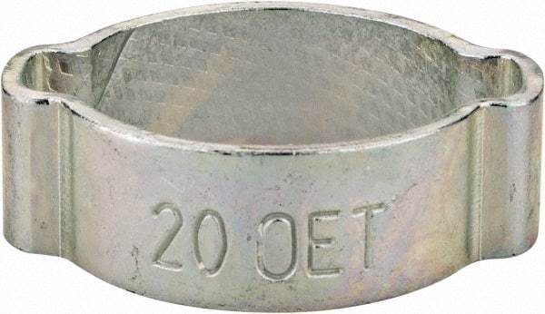 Oetiker - 16.2 to 20mm, Zinc-Plated 2-Ear Clamp - 3/4" Noml Size, 5.97mm Inner Width, 8.5mm Wide x 1.2mm Thick, Carbon Steel - Benchmark Tooling