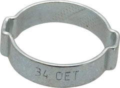 Oetiker - 29.3 to 34mm, Zinc-Plated 2-Ear Clamp - 1-5/16" Noml Size, 7.38mm Inner Width, 10mm Wide x 1.5mm Thick, Carbon Steel - Benchmark Tooling