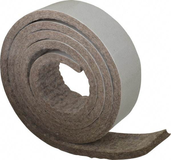 Made in USA - 1/4 Inch Thick x 1-1/2 Inch Wide x 5 Ft. Long, Felt Stripping - Gray, Adhesive Backing - Benchmark Tooling