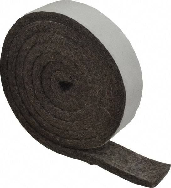 Made in USA - 1/4 Inch Thick x 1 Inch Wide x 5 Ft. Long, Felt Stripping - Gray, Adhesive Backing - Benchmark Tooling