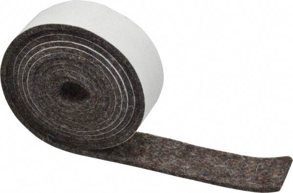 Made in USA - 1/8 Inch Thick x 1 Inch Wide x 5 Ft. Long, Felt Stripping - Gray, Adhesive Backing - Benchmark Tooling