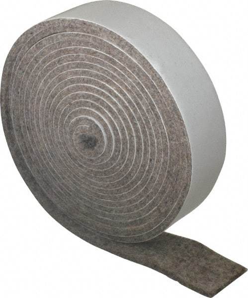 Made in USA - 1/8 Inch Thick x 1 Inch Wide x 10 Ft. Long, Felt Stripping - Gray, Adhesive Backing - Benchmark Tooling