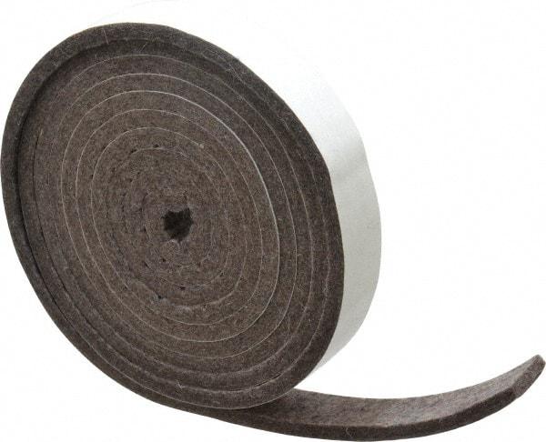 Made in USA - 1/4 Inch Thick x 1 Inch Wide x 10 Ft. Long, Felt Stripping - Gray, Adhesive Backing - Benchmark Tooling