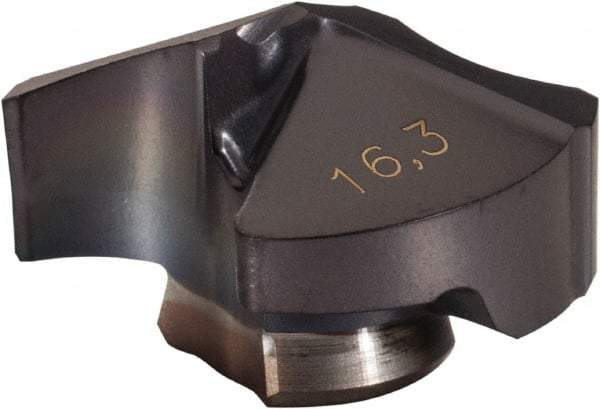 Ingersoll Cutting Tools - Series Y, 16.3mm Diam Grade IN2005 140° Replaceable Drill Tip - Carbide, TiAlN Finish, 16 Seat Size - Benchmark Tooling