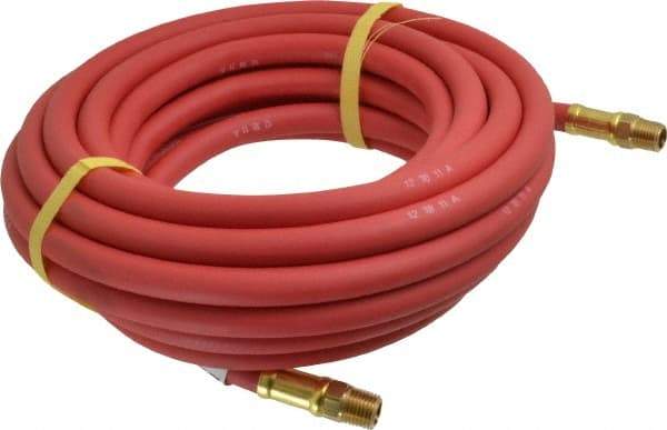 Continental ContiTech - 1/4" ID x 0.527" OD 25' Long Multipurpose Air Hose - MNPT x MNPT Ends, 250 Working psi, -40 to 190°F, 1/4" Fitting, Red - Benchmark Tooling