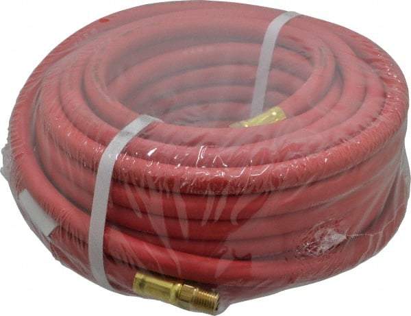 Continental ContiTech - 1/4" ID x 0.527" OD 50' Long Multipurpose Air Hose - MNPT x MNPT Ends, 250 Working psi, -40 to 190°F, 1/4" Fitting, Red - Benchmark Tooling