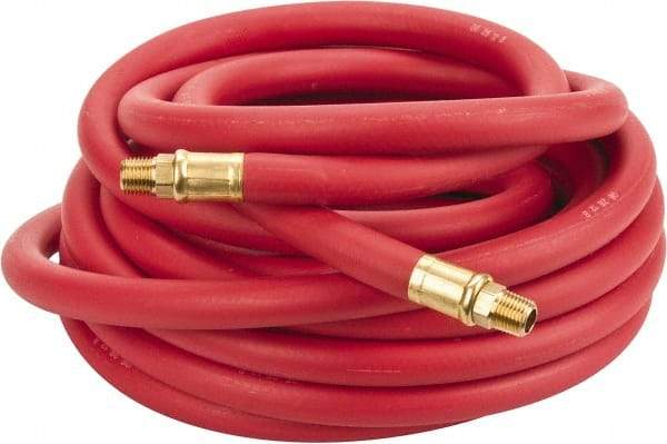 Continental ContiTech - 3/8" ID x 0.7" OD 25' Long Multipurpose Air Hose - MNPT x MNPT Ends, 250 Working psi, -40 to 190°F, 1/4" Fitting, Red - Benchmark Tooling