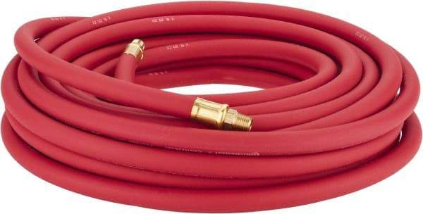 Continental ContiTech - 3/8" ID x 0.7" OD 50' Long Multipurpose Air Hose - MNPT x MNPT Ends, 250 Working psi, -40 to 190°F, 1/4" Fitting, Red - Benchmark Tooling