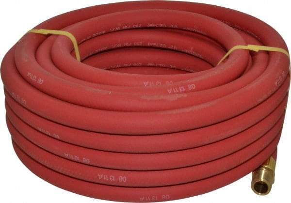 Continental ContiTech - 1/2" ID x 0.838" OD 50' Long Multipurpose Air Hose - MNPT x MNPT Ends, 250 Working psi, -40 to 190°F, 1/2" Fitting, Red - Benchmark Tooling