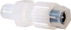 NewAge Industries - 1/4" Tube OD, PFA PTFE Plastic Compression Tube Male Connector - 1/8 NPT Pipe, 500°F Max, 1/8 Thread - Benchmark Tooling
