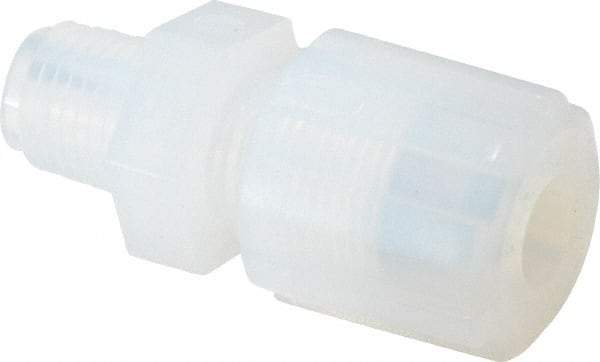 NewAge Industries - 3/8" Tube OD, PFA PTFE Plastic Compression Tube Male Connector - 1/4 NPT Pipe, 500°F Max, 1/4 Thread - Benchmark Tooling
