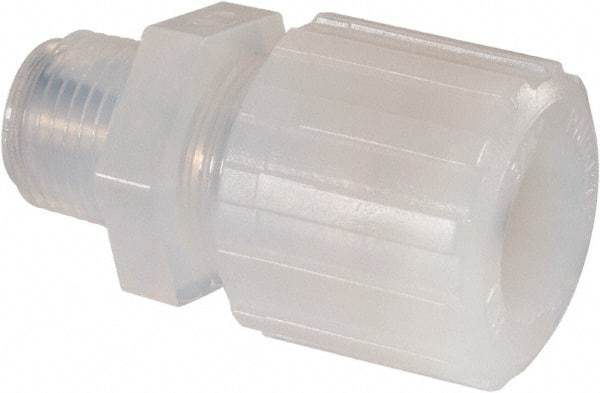 NewAge Industries - 3/4" Tube OD, PFA PTFE Plastic Compression Tube Male Connector - 1/2 NPT Pipe, 500°F Max, 1/2 Thread - Benchmark Tooling