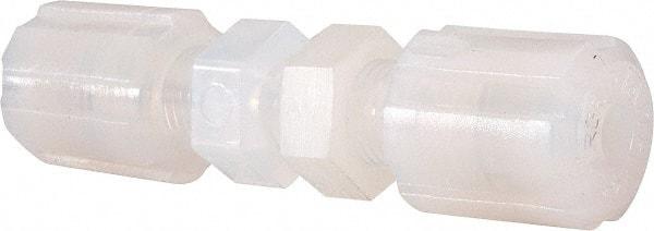 NewAge Industries - 1/4" Tube OD, PFA PTFE Plastic Compression Tube Bulkhead Union - 500°F Max - Benchmark Tooling