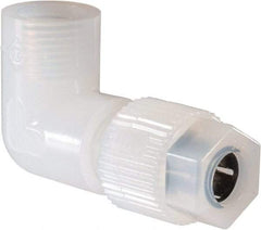 NewAge Industries - 3/8" Tube OD, PFA PTFE Plastic Compression Tube Female Elbow - 1/4 NPT Pipe, 500°F Max, 1/4 Thread - Benchmark Tooling