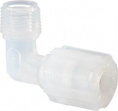 NewAge Industries - 3/8" Tube OD, PFA PTFE Plastic Compression Tube Male Elbow - 3/8 NPT Pipe, 500°F Max, 3/8 Thread - Benchmark Tooling