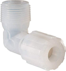 NewAge Industries - 1/2" Tube OD, PFA PTFE Plastic Compression Tube Male Elbow - 3/4 NPT Pipe, 500°F Max, 3/4 Thread - Benchmark Tooling