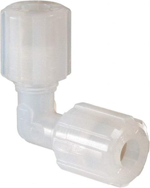 NewAge Industries - 3/8" Tube OD, PFA PTFE Plastic Compression Tube Union Elbow - 500°F Max - Benchmark Tooling