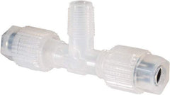 NewAge Industries - 1/4" Tube OD, PFA PTFE Plastic Compression Tube Male Branch Tee - 1/8 NPT Pipe, 500°F Max, 1/8 Thread - Benchmark Tooling