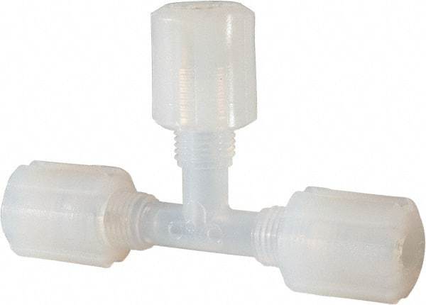 NewAge Industries - 1/4" Tube OD, PFA PTFE Plastic Compression Tube Union Tee - 500°F Max - Benchmark Tooling