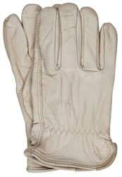 PRO-SAFE - Size XL (10) Grain Cowhide General Protection Work Gloves - For Work & Driver, Uncoated, Slip-On Cuff, Full Fingered, Natural, Paired - Benchmark Tooling
