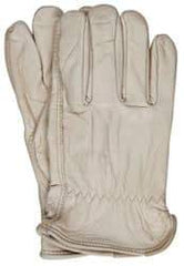 PRO-SAFE - Size XL (10) Grain Cowhide General Protection Work Gloves - For Work & Driver, Uncoated, Slip-On Cuff, Full Fingered, Natural, Paired - Benchmark Tooling