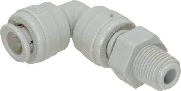 Value Collection - 1/4" Outside Diam, 1/8 NPT, Acetal Push-to-Connect Tube Male Swivel Elbow - 150 Max psi - Benchmark Tooling