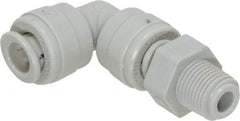 Value Collection - 1/4" Outside Diam, 1/8 NPT, Acetal Push-to-Connect Tube Male Swivel Elbow - 150 Max psi - Benchmark Tooling