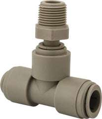 Value Collection - 1/2" Outside Diam, 3/8 NPT, Acetal Push-to-Connect Male Swivel Branch Tee - 150 Max psi - Benchmark Tooling