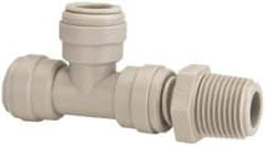 Value Collection - 1/2" Outside Diam, 1/2 NPT, Acetal Push-to-Connect Tube Male Swivel Run Tee - 150 Max psi - Benchmark Tooling