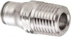 Legris - 8mm Outside Diam, 3/8 BSPT, Stainless Steel Push-to-Connect Male Connector - 435 Max psi, Tube to Male BSPT Connection, FKM O-Ring - Benchmark Tooling