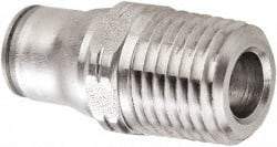 Legris - 6mm Outside Diam, 1/8 BSPT, Stainless Steel Push-to-Connect Male Connector - 435 Max psi, Tube to Male BSPT Connection, FKM O-Ring - Benchmark Tooling