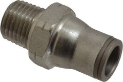 Legris - 3/8" Outside Diam, 1/4 NPT, Stainless Steel Push-to-Connect Male Connector - 435 Max psi, Tube to Male NPT Connection, FKM O-Ring - Benchmark Tooling