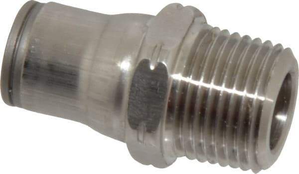 Legris - 3/8" Outside Diam, 3/8 NPT, Stainless Steel Push-to-Connect Male Connector - 435 Max psi, Tube to Male NPT Connection, FKM O-Ring - Benchmark Tooling