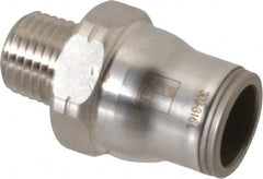 Legris - 1/2" Outside Diam, 1/4 NPT, Stainless Steel Push-to-Connect Male Connector - 435 Max psi, Tube to Male NPT Connection, FKM O-Ring - Benchmark Tooling