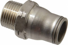 Legris - 1/2" Outside Diam, 3/8 NPT, Stainless Steel Push-to-Connect Male Connector - 435 Max psi, Tube to Male NPT Connection, FKM O-Ring - Benchmark Tooling