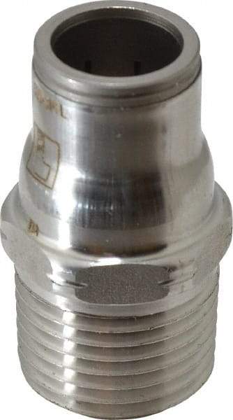 Legris - 1/2" Outside Diam, 1/2 NPT, Stainless Steel Push-to-Connect Male Connector - 435 Max psi, Tube to Male NPT Connection, FKM O-Ring - Benchmark Tooling