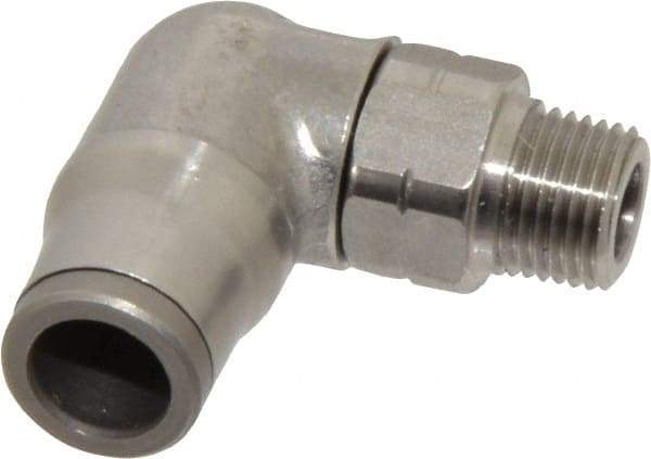 Legris - 5/16" Outside Diam, 1/8 NPT, Stainless Steel Push-to-Connect Male Elbow - 290 Max psi, Tube to Male NPT Connection, FKM O-Ring - Benchmark Tooling