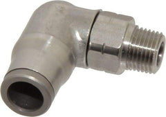 Legris - 5/16" Outside Diam, 1/8 NPT, Stainless Steel Push-to-Connect Male Elbow - 290 Max psi, Tube to Male NPT Connection, FKM O-Ring - Benchmark Tooling