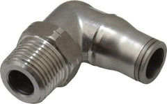 Legris - 3/8" Outside Diam, 3/8 NPT, Stainless Steel Push-to-Connect Male Elbow - 435 Max psi, Tube to Male NPT Connection, FKM O-Ring - Benchmark Tooling