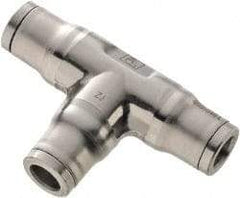 Legris - 5/32" Outside Diam, Stainless Steel Push-to-Connect Union Tee - 435 Max psi, Tube to Tube Connection, FKM O-Ring - Benchmark Tooling