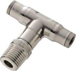 Legris - 5/32" Outside Diam, 1/8 NPT, Stainless Steel Push-to-Connect Male Branch Tee - 435 Max psi, FKM O-Ring, Tube to Male NPT - Benchmark Tooling