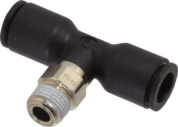 Legris - 5/16" OD, 1/8 NPT, Nylon/Nickel Plated Brass Push-to-Connect Male Branch Tee - 290 Max psi - Benchmark Tooling