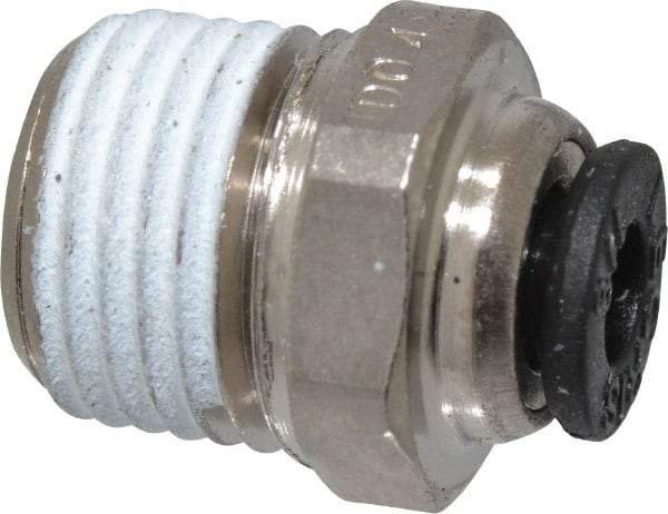Legris - 3/16" Outside Diam, 1/8 NPT, Nickel Plated Brass Push-to-Connect Tube Male Connector - 290 Max psi, Tube to Male NPT Connection - Benchmark Tooling