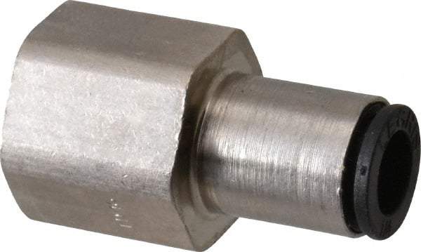 Legris - 1/4" Outside Diam, 1/4 NPT, Nickel Plated Brass Push-to-Connect Tube Female Connector - 290 Max psi - Benchmark Tooling