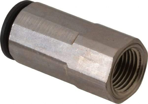 Legris - 5/16" Outside Diam, 1/8 NPT, Nickel Plated Brass Push-to-Connect Tube Female Connector - 290 Max psi - Benchmark Tooling
